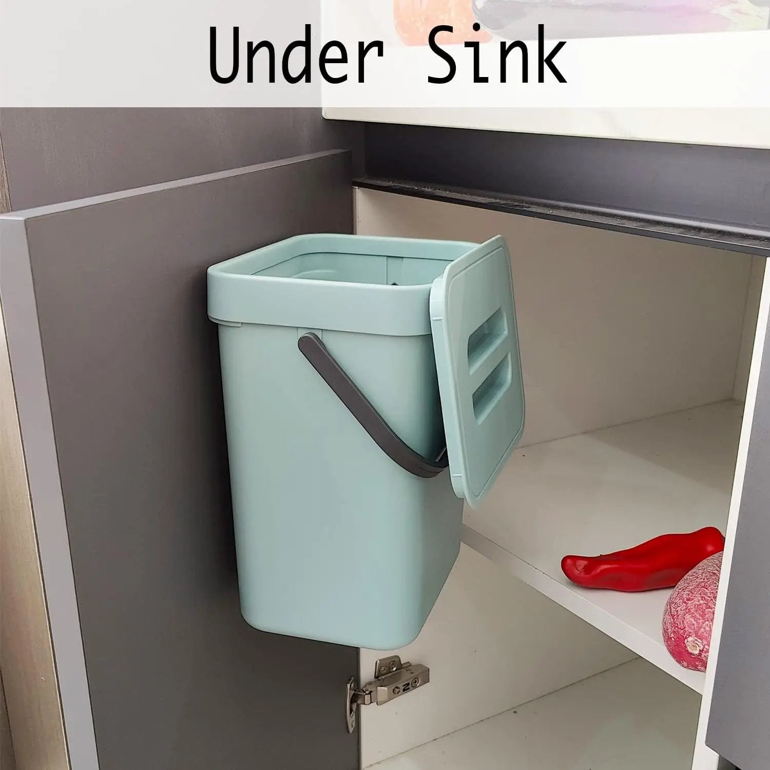 LALASTAR Small Trash Can with Lid, Compost Bin Indoor Kitchen Sealed Under Sink for Kitchen, Food Waste Bin for Countertop, Mountable Garbage Can for Bathroom, RV, 5L/1.3 Gal, Blue by GreenHaven Gardens