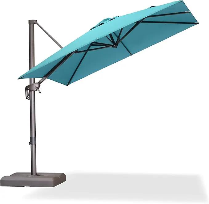 PURPLE LEAF 8 Feet Cantilever Patio Umbrella Square Umbrella with 360° Rotation and Aluminum Offset Hanging Outdoor Umbrella for Pool Garden Backyard Deck, Turquoise by GreenHaven Gardens