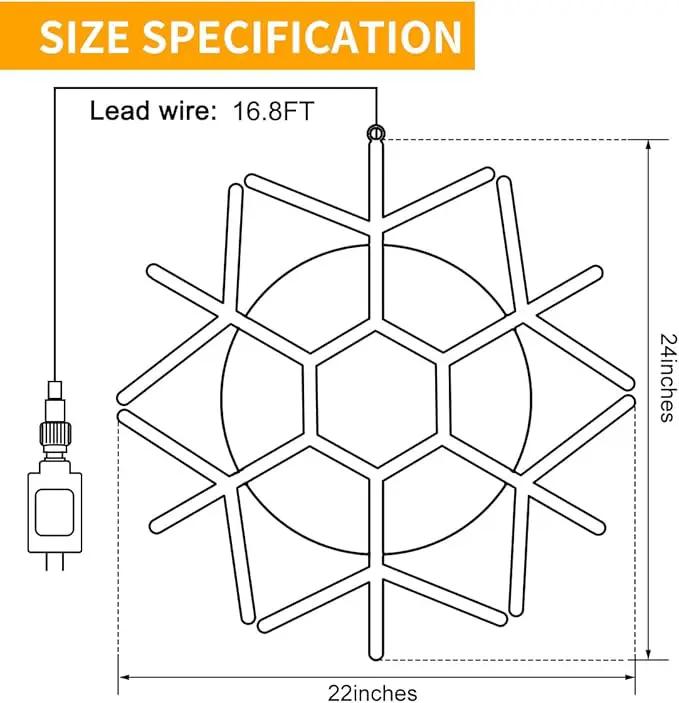 DBFAIRY 24-inch LED Christmas Snowflake Window Lights, Large Outdoor Hanging Silhouette Xmas Decor Light with Timer 16.8ft Plug-Powered Cable by GreenHaven Gardens