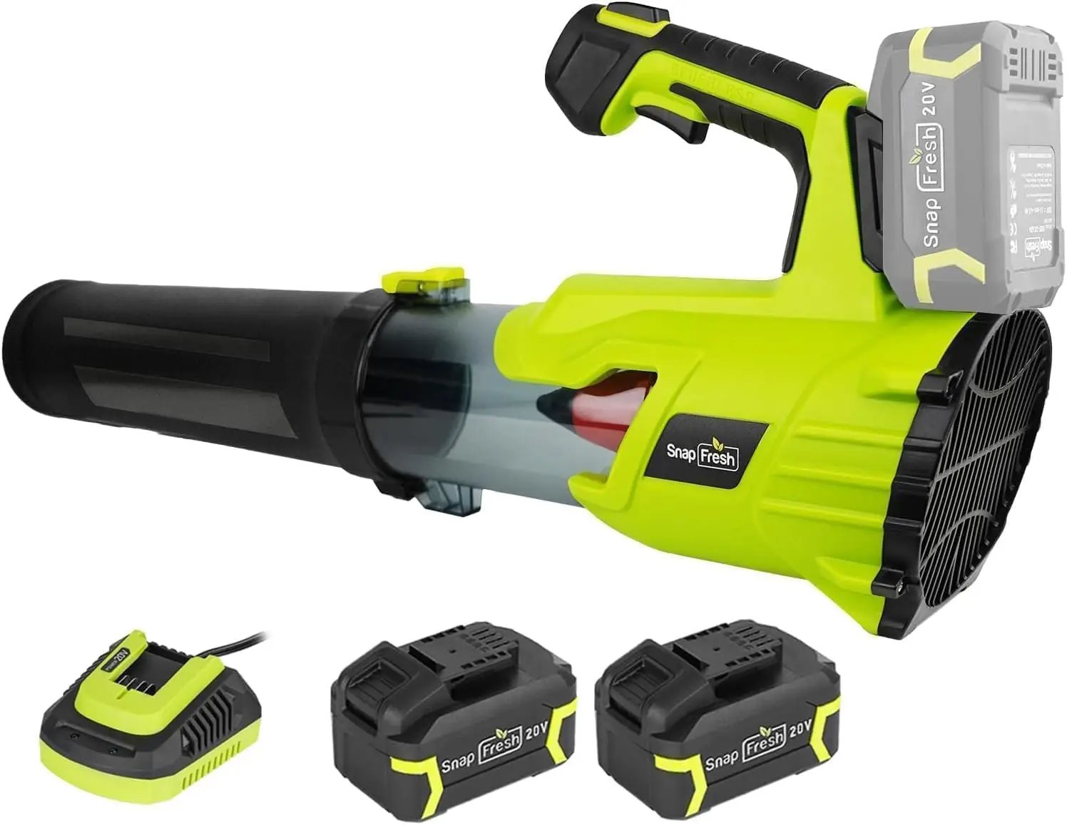 SnapFresh Cordless Leaf Blower - 550CFM Electric Leaf Blower Cordless with 2 x 4.0 Ah Battery and Fast Charger - 20V Lightweight Leaf Blower for Yard and Garden, Battery Operated Blower for Lawn Care by GreenHaven Gardens
