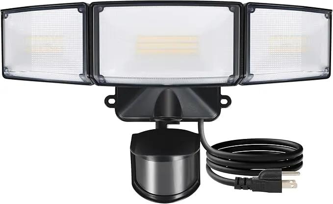LUTEC 49W Motion Sensor Outdoor Lights, 5500 LM Plug in Flood Light Outdoor, Dusk to Dawn, IP65 Waterproof Security Lighting, 5000K Daylight, Adjustable Wall-Mounted for Garage, Yard, Porch (Black) by GreenHaven Gardens