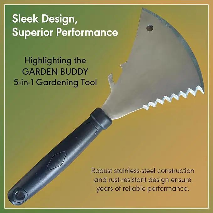 Garden Tool - Yard Tool - Lawn Care - Unique Design - Multifunctional - Hand Garden Tool - Cutting, Tilling, Digging, Weeding, Edging, Uprooting, Loosening Soil - All-in-oneTool Set - Stainless Steel by GreenHaven Gardens