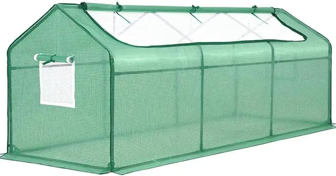 Quictent Portable Mini Cloche Greenhouse w/ Elevated Bottom, Large U-Shaped Zipper Mesh Door & 2 Side Screen Window Waterproof UV-Resistant Hot House for Indoor Outdoor, 95" x 36" x 36" (Green) by GreenHaven Gardens