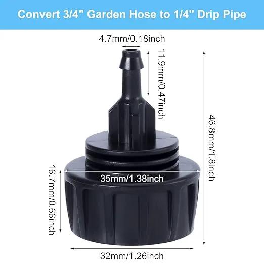 PAGOW Drip Irrigation Kit, 1/4 inch Fittings, Hose Adapter, Garden, Lawn, Black (6pcs Connector, 6 Washer) by GreenHaven Gardens