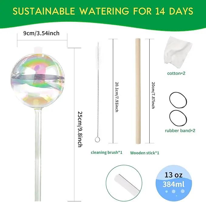 ZephyrBloom 13 oz Up 2 Weeks Large Plant Watering Globes & Bulbs, Self Watering Glass Globes to Water Plants While Away, Indoor Outdoor Automatic Slow-Release Watering Bulbs for Houseplants 2 Pack by GreenHaven Gardens