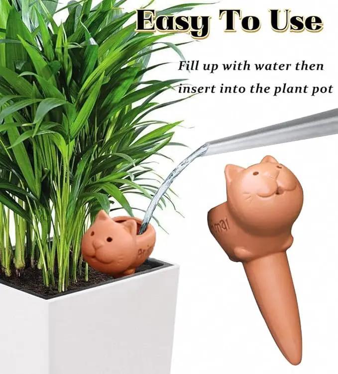 Plant Watering Devices 4 Pack Terracotta Vacation Plant Waterer Bottle Watering Stakes Slow Release Plant Watering Spikes Self Watering Devices for Indoor Outdoor Plants by GreenHaven Gardens