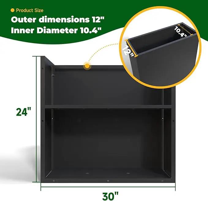 Black Steel Metallic Heavy Planter for Outdoor Plants 30"x12"x24" Outdoor Metal Planter Spliced Flower Pot with Partitions for Outside,Indoor,Garden (Black, 30 * 12 * 24) by GreenHaven Gardens