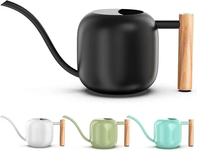 Green Moon Water Can Indoor Plant Black 1.2L/41oz with Long Spout Small Water Can Metal Watering Can Pot for Indoor House Plant Bonsai Outdoor Garden Flowers Decorative by GreenHaven Gardens