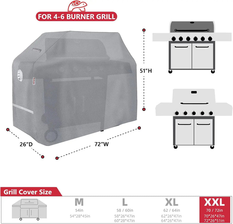 BBQ Grill Cover, 72 Inch Heavy Duty Waterproof 4-6 Burner Barbecue Gas Grill Covers for Weber Genesis Char-Broil Brinkmann, Gray by GreenHaven Gardens