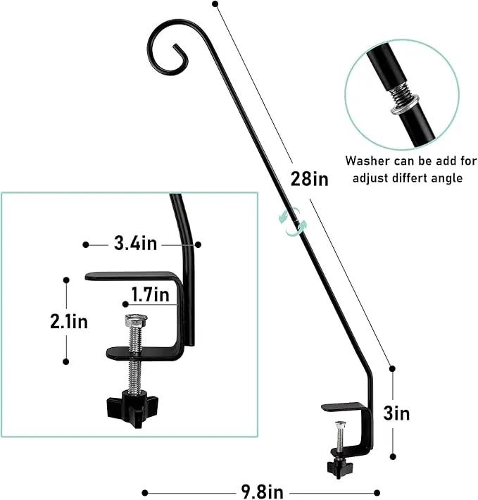 MIXXIDEA Heavy Duty Deck Rail Pole Deck Hook, Extensible and Adjustable Deck Hook for Hanging Bird Feeder, Plants, Suet Baskets,Wind Chimes,Lanterns by GreenHaven Gardens