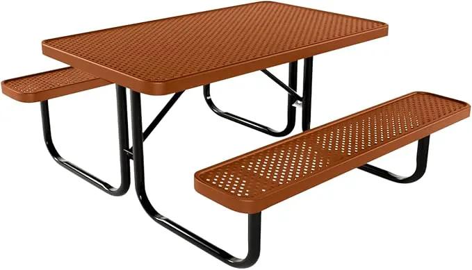 Heavy-Duty Portable Outdoor Kids Table, Punched Steel Kids Picnic Table, Commercial-Grade Picnic Table, Made in America (4ft Rectangular, Childrens, Textured Copper) by GreenHaven Gardens