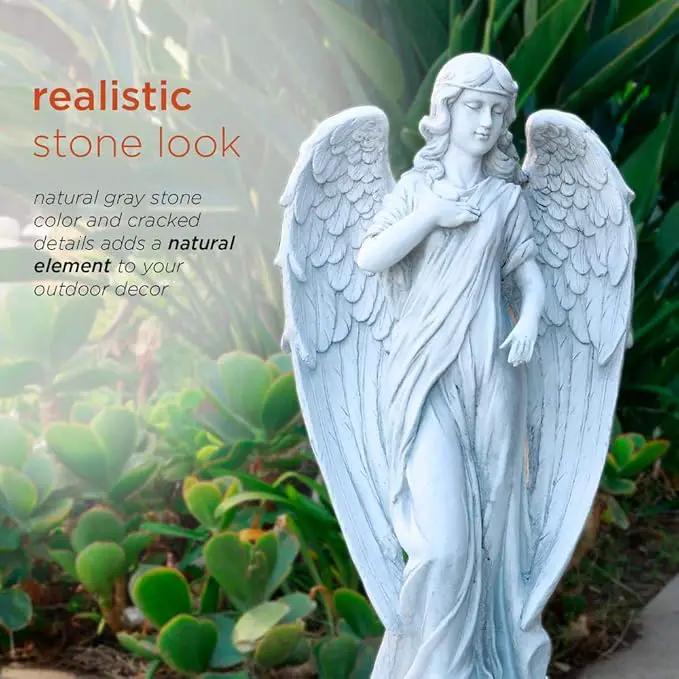 Alpine Corporation 31" Tall Indoor/Outdoor Angel Statue Yard Art Decoration, Light Gray by GreenHaven Gardens