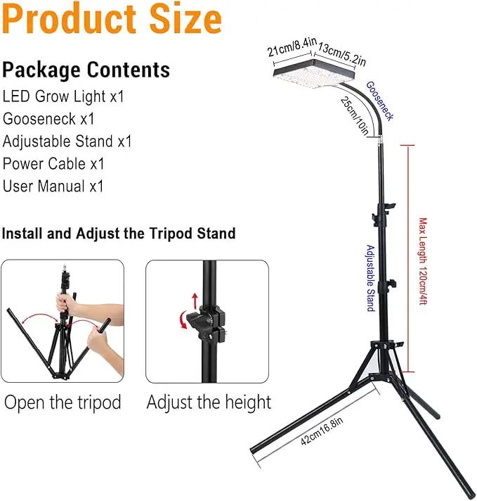FECiDA Grow Lights for Indoor Plants with Stand, UV-IR Full Spectrum LED Standing Plant Grow Light, 2000 Lumen Houseplant Growing Floor Lamp with On/Off Switch, Daisy Chain Function by GreenHaven Gardens