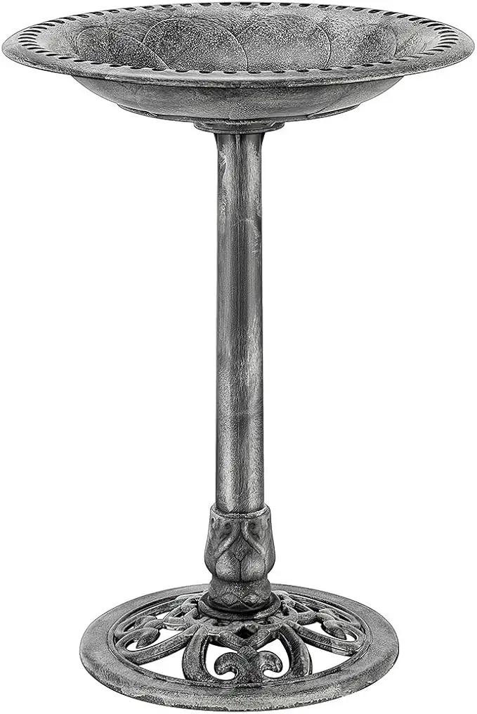 VIVOHOME 28 Inch Height Polyresin Lightweight Antique Outdoor Garden Bird Bath Gray by GreenHaven Gardens