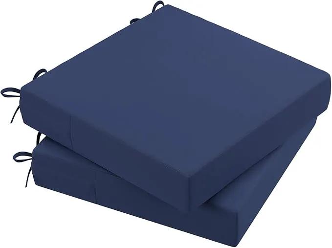 AAAAAcessories Outdoor Seat Cushions for Chairs, Waterproof, Fade-Resistant Patio Furniture Replacement Cushions, 21" x 21" x 4", Set of 2, Navy Blue by GreenHaven Gardens