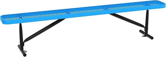 8 Feet Heavy Duty Metal Park Bench for Outside, Outdoor Bench with Portable Frame, Commercial Benches for Shopping Mall, Store, Park, Patio, Deck, Blue by GreenHaven Gardens