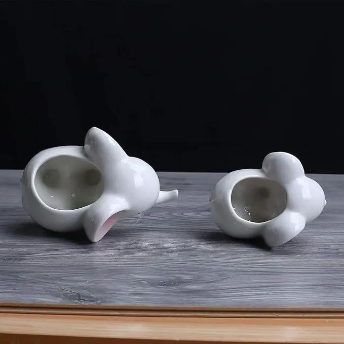 Ogrmar 2PCS Elephant Plant Window Boxes Cute Elephant Flower Pot/Modern White Ceramic Succulent Planter Pots/Tiny Flower Plant Containers Animal Decor by GreenHaven Gardens