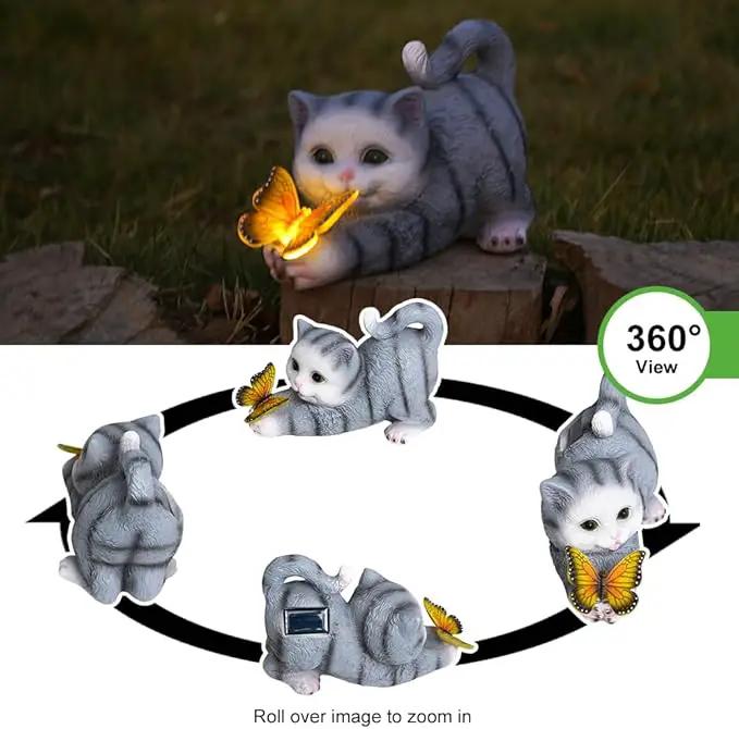 Solar Garden Statues Outdoor Cat Lights, Unique Housewarming Garden Gifts for Women Mom Wife Grandma and Sisters，Cute Cat Sculpture Decoration for Patio, Terrace, Balcony, Lawn by GreenHaven Gardens