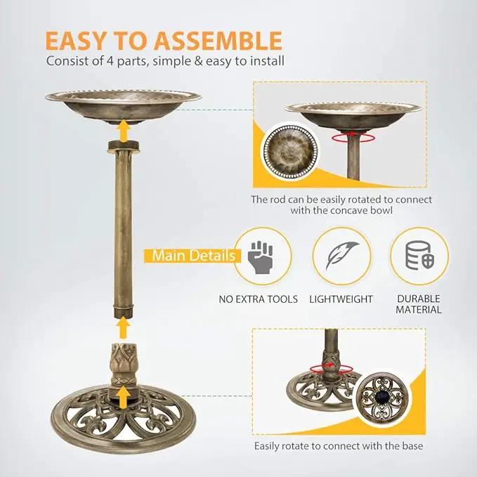 VIVOHOME 28 Inch Height Polyresin Lightweight Antique Outdoor Garden Bird Bath Copper by GreenHaven Gardens