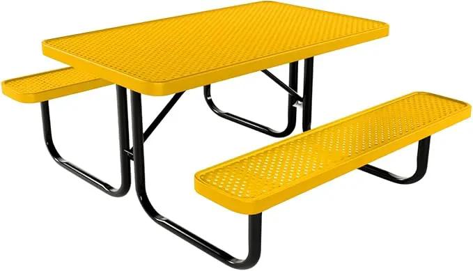 Coated Outdoor Furniture Heavy-Duty Portable Outdoor Kids Table, Punched Steel Kids Picnic Table, Commercial-Grade Picnic Table, Made in America (4ft Rectangular, Childrens, Yellow) by GreenHaven Gardens
