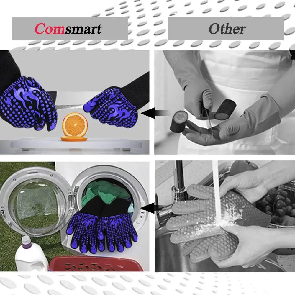 Comsmart BBQ Gloves, 1472 Degree F Heat Resistant Grilling Gloves Silicone Non-Slip Oven Gloves Long Kitchen Gloves for Barbecue, Cooking, Baking, Cutting by GreenHaven Gardens