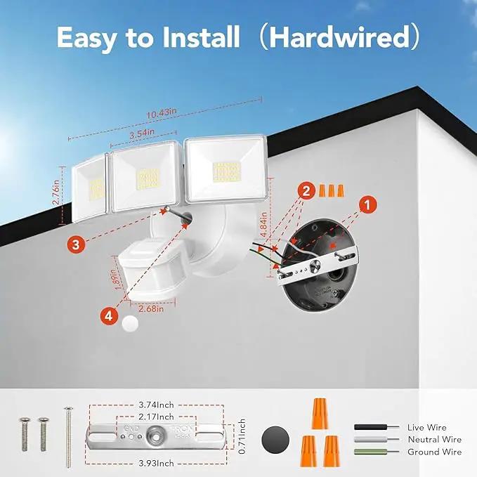 OREiN 10000LM Flood Lights Outdoor, 180°/75FT Motion Sensor Outdoor Lights 4 Modes Dimmable Dusk to Dawn Floodlights IP65 Waterproof for 8000SQ.FT Area for Big Patio, Driveway, White (Hardwired) by GreenHaven Gardens