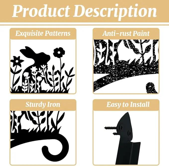 Peacoblue Iron Plant Hangers Hooks for Outdoor Indoor Hanging Plants Flower Fern Pots, Lantern, Bird Feeder, Wind Chimes, 12”x14” Weather Resistant Metal Wall Holder for Porch Garden Farmhouse(Rabbit) by GreenHaven Gardens