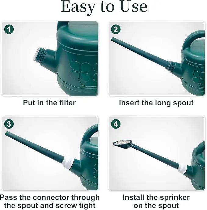 2 Gallon Watering Can for Outdoor Plants with Removable Long Spout and Stainless Steel Sprinkler Head, Large Plastic Watering Can for Garden Flowers Plants by GreenHaven Gardens