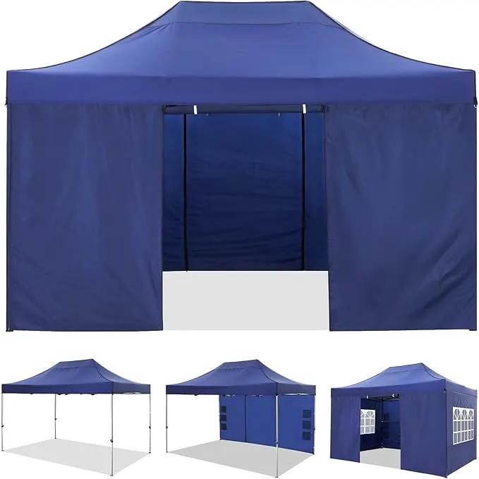 COBIZI 10x15 Pop up Canopy Heavy Duty Tent with 4 sidewalls Commercial Outdoor Canopy Event Tents All Season Wind & Waterproof Gazebo with Carry Bag, Dark Blue(Frame Thickened) by GreenHaven Gardens