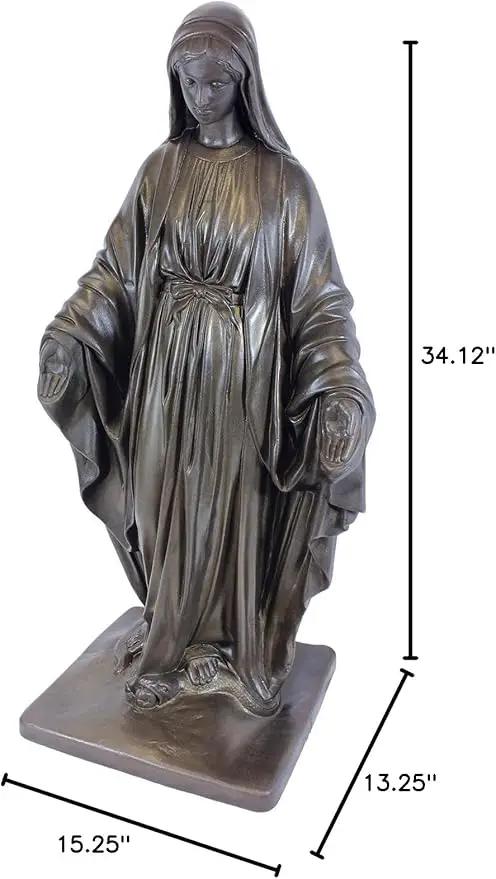 Emsco Group 92290 Virgin Mary Statue – Natural Appearance – Made of Resin – Lightweight – 34” Garden, BRONZE by GreenHaven Gardens