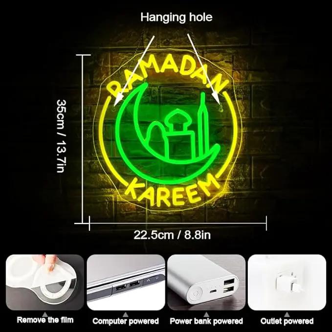 Ramadan Kareem Neon Sign Ramadan Decoration Neon Signs for Wall Decor Dimmable Ramadan Mubarak Neon Lights LED Light Up Sign for Islamic Bedroom Living Room Ramadan Celebration Gift Muslim Party by GreenHaven Gardens