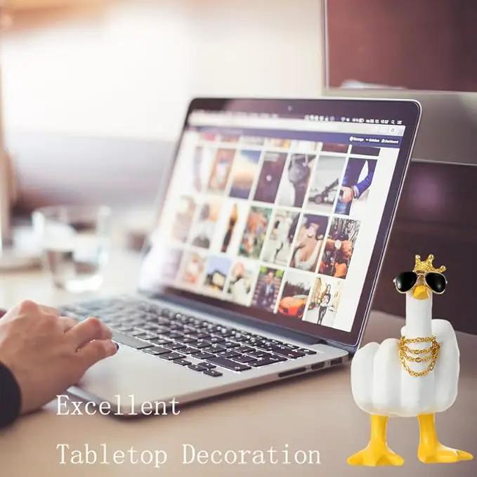 Accddio Middle Finger Duck Decor, Funny Middle Finger Resin Garden Statue, Duck You Cool Fun Gag Gift for Home Office Desk (White) by GreenHaven Gardens