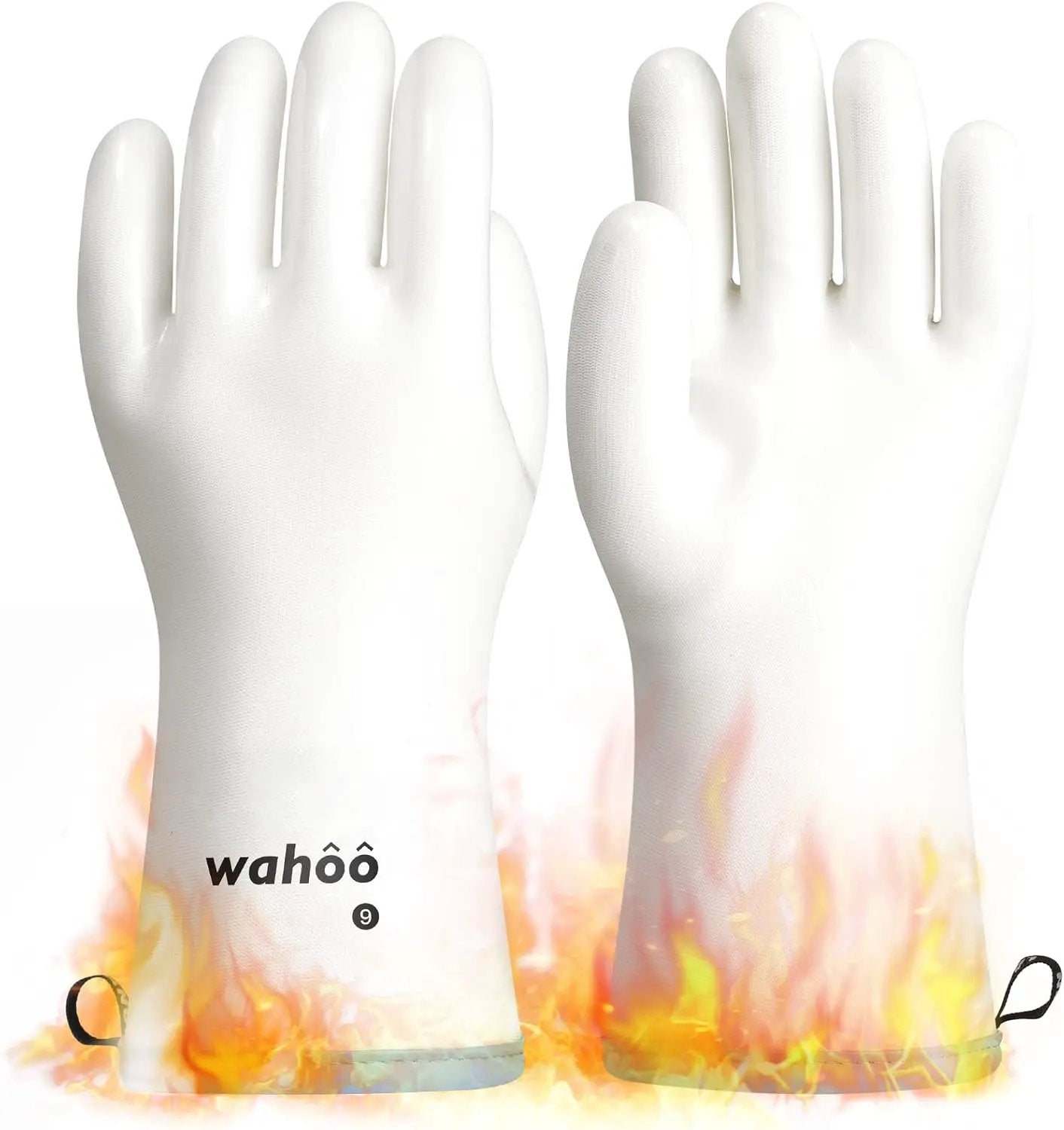LANON Protection Wahoo Liquid Silicone Smoker Oven Gloves, Food-Contact Grade, Heat Resistant Gloves for Cooking, Grilling, Baking, White, L/9 by GreenHaven Gardens