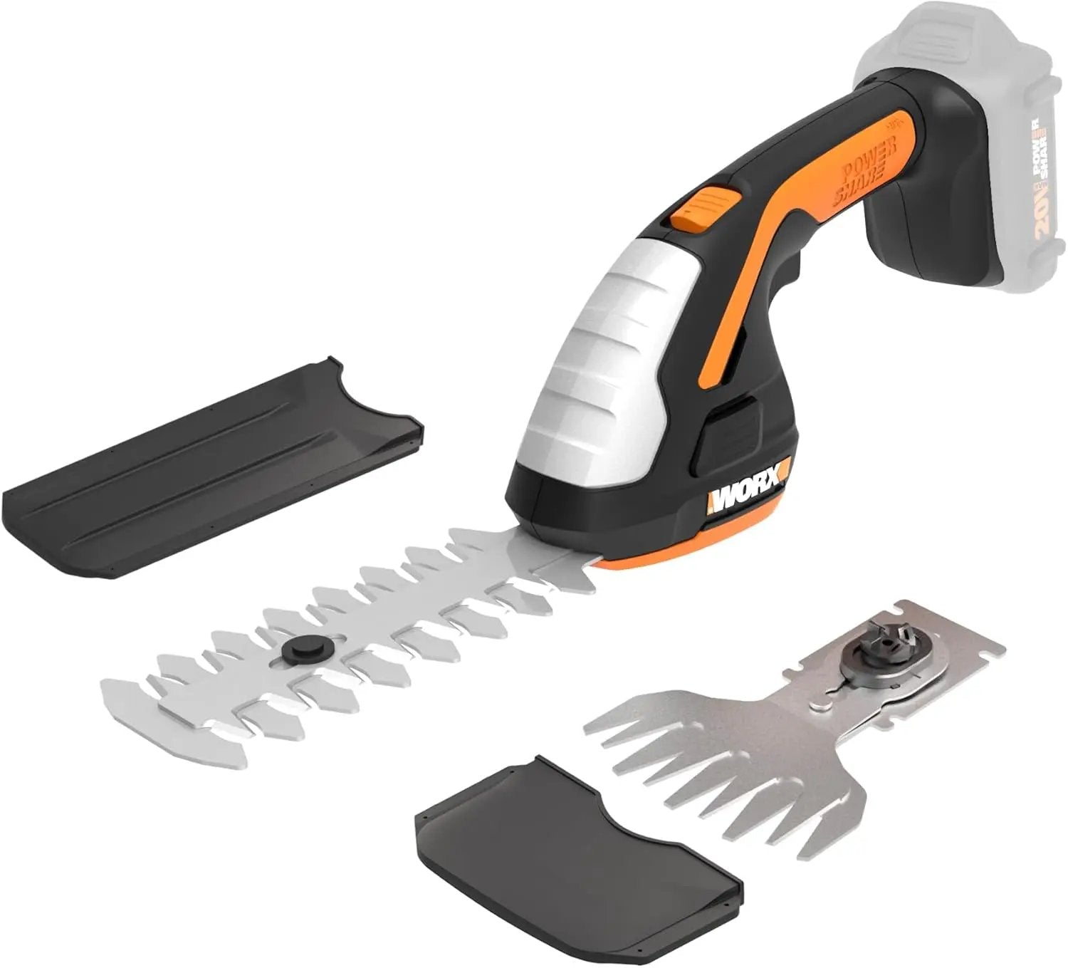 WORX WG801.9 20V 2 in 1 Cordless Hedge Trimmer, 4" Grass Shear & 8" Shrub Trimmer with 2 Blades, Battery & Charger Not Included by GreenHaven Gardens