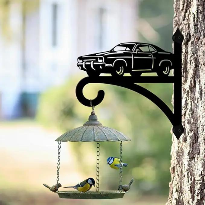 peacoblue Iron Plant Hangers Hooks for Outdoor Indoor Hanging Plants Flower Fern Pots Lantern Bird Feeder,11.8"x13.6" Weather Resistant Metal Wall Holder for Porch Garden Farmhouse(Retro Car) by GreenHaven Gardens