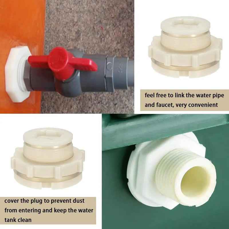 2" Female ABS Bulkhead Fitting, Plastic Water Tank Connector Adapter Fitting with Plugs for Outdoor rain Barrel Garden Hose Adapter Spigot kit Water Tank Gallon Drain Bucket(Set of 2) by GreenHaven Gardens