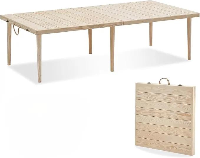 60" X 30" Boho Low Picnic Table, with Two Available Heights,Seating for 6 People,Natural by GreenHaven Gardens