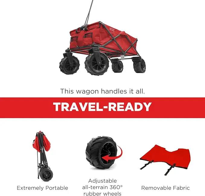 Creative Outdoor Wagon for Kids Push Pull Collapsible Stroller Giant All-Terrain Folding Cart | XXXL Monster Series Wagons | Outdoor Garden & Tailgate | Red by GreenHaven Gardens