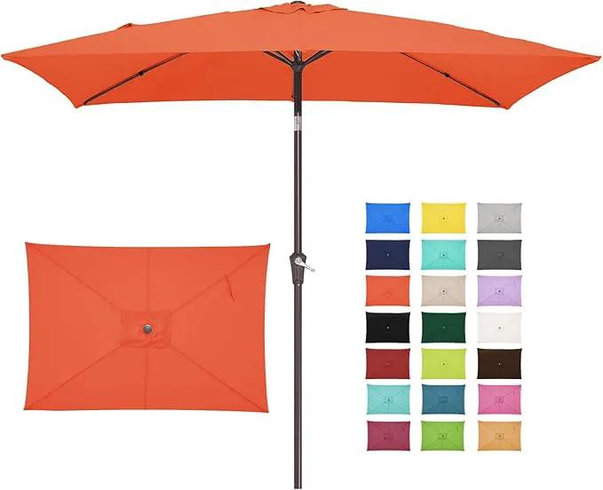 JEAREY 6.5x10 ft Rectangular Patio Umbrellas Outdoor Market Umbrella with Push Button Tilt and Crank, Rectangle Table Umbrella 6 Sturdy Ribs UV Protection for Pool Garden Backyard Deck, Orange by GreenHaven Gardens