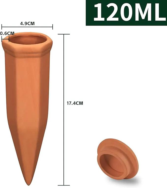 Large Terracotta Watering Spikes with Lids, Automatic Plant Waterer Outdoor | Indoor, Vacation Friendly Clay Plant Watering Devices System, Slow Release Self Watering Planter Insert, 6 Pack by GreenHaven Gardens