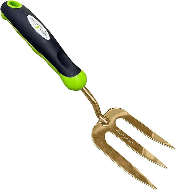 Garden Guru Titanium Hand Weeder Fork Tool – Rust Resistant – Ergonomic Handle – Great for Planting, Spreading Mulch, Weeding, Loosening & Transplanting Soil by GreenHaven Gardens