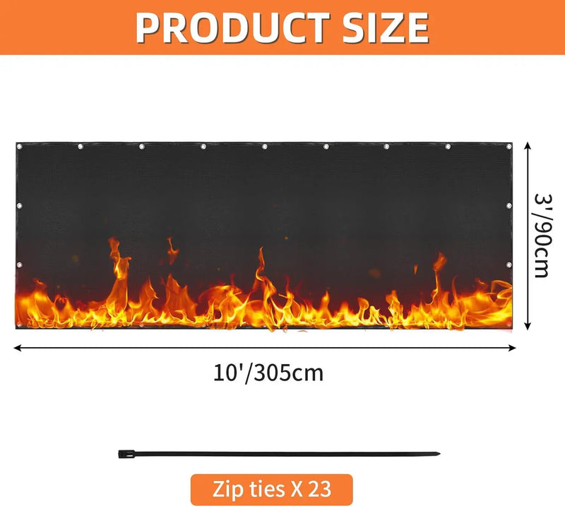 Grill Heat Shield and Deck Protector Mat, Fireproof BBQ Backing Screen for Fence and Railing Heavy Duty Black 3'x10' by GreenHaven Gardens