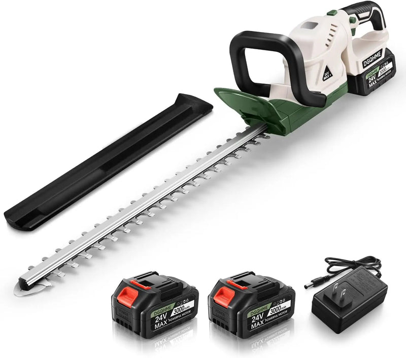 20" Hedge Trimmer Cordless,Electric Bush Trimmer with 2 Pack Rechargeable Batteries,Lightweight Hedge Trimmers,3000RPM 180°Rotatable Head,3/4" Blade Gap by GreenHaven Gardens