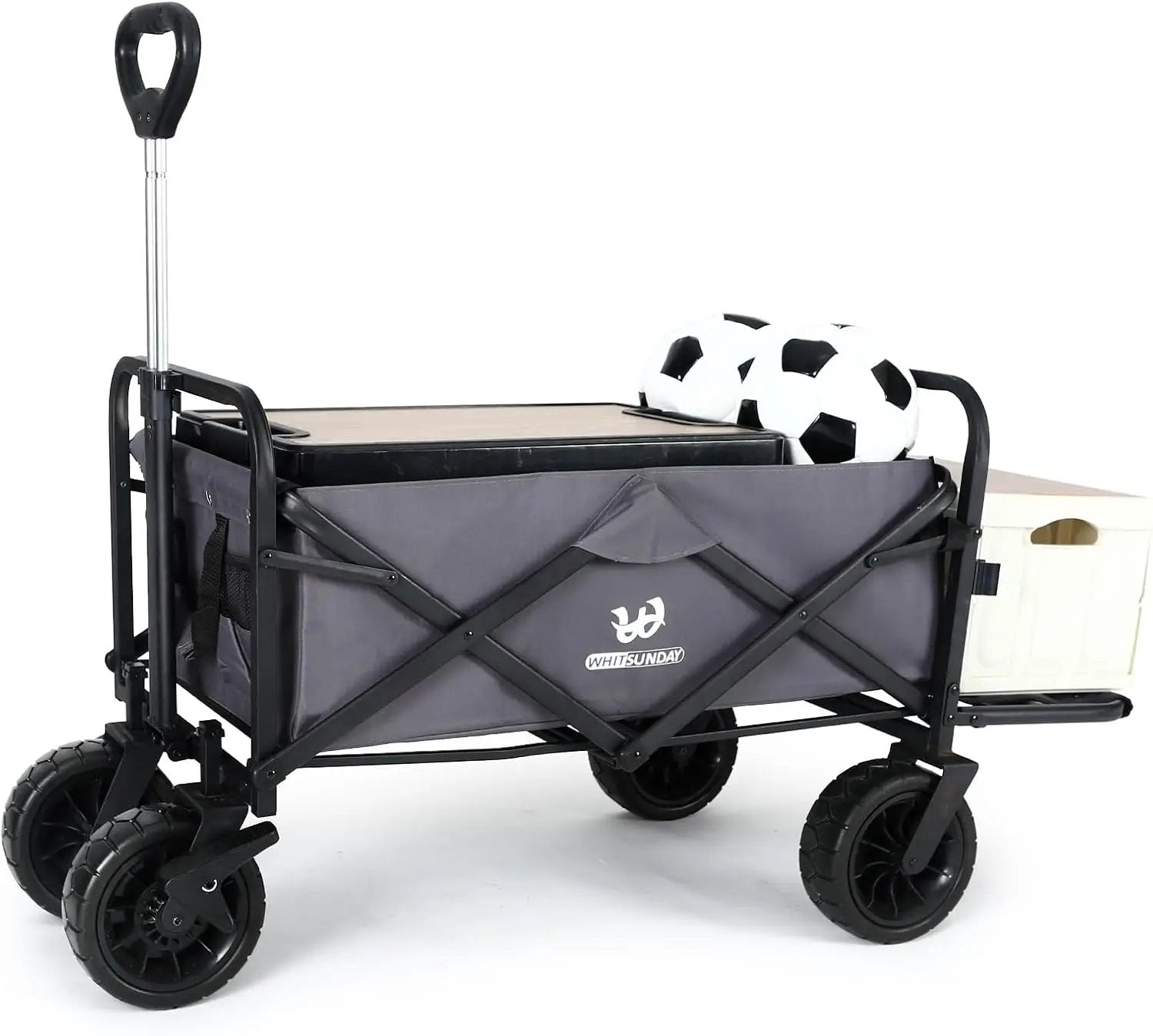 Whitsunday Collapsible Wagon with Tailgate for Camping Outdoor (Dark Grey, No Table) by GreenHaven Gardens