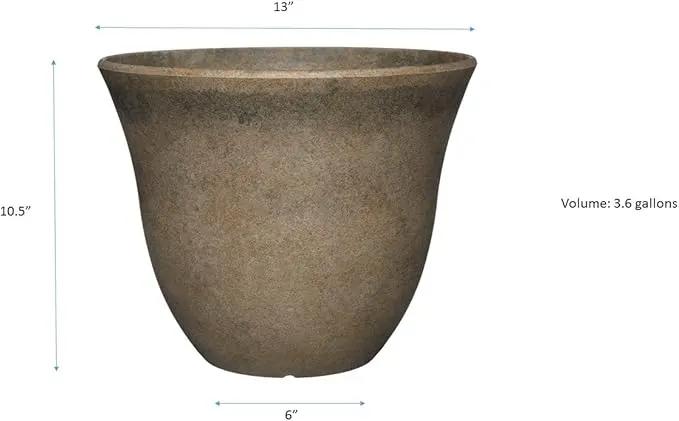 Classic Home and Garden Honeysuckle Planter, Patio Pot, 13" Fossil Stone (One Pack) (Pack of 4) by GreenHaven Gardens