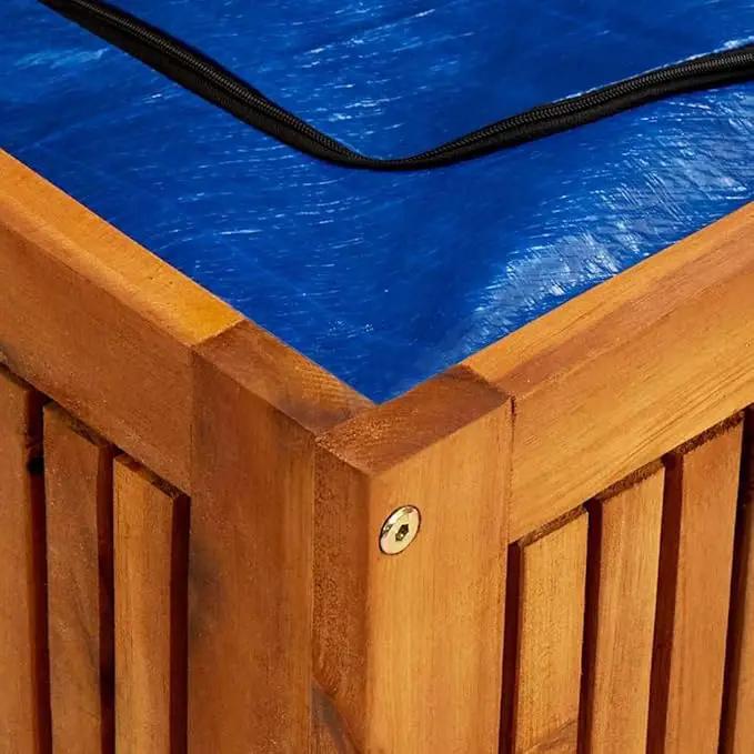 vidaXL Outdoor Storage Box, Deck Box with Gas-Lift Lid, Storage Chest with Water-Resistant Zippered Bag Inside, 59.1''x19.7''x22.8'', Solid Acacia Wood by GreenHaven Gardens