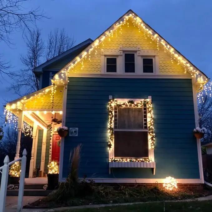 YASENN Bluetooth APP Icicle Lights LED Christmas String Light Icicle Style 300 LED 30ft Fairy Lights 60 Drops Icicle Lights for Indoor Outdoor Decorations(Warm White) by GreenHaven Gardens