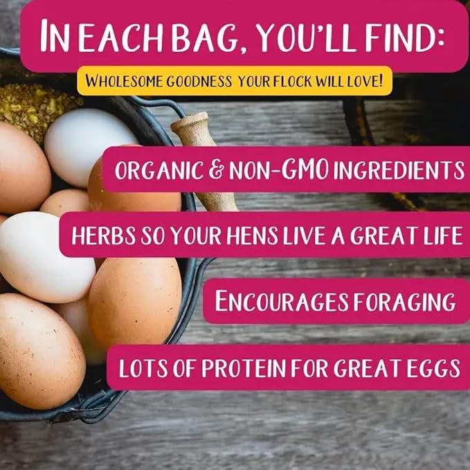 Pampered Chicken Mama Non-GMO Mealworm, Corn, Flax, & Herb Treat (10 Pounds) for Backyard Chickens, Healthy Layer Feed & Supplies for Pet Chickens Poultry Queen Treat for Hens by GreenHaven Gardens