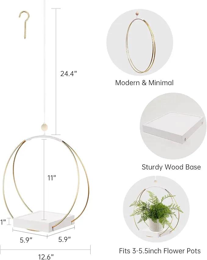 Hanging Planters for Indoor Plants, Plant Hanger with Sturdy Wood Base,Modern Boho Macrame Plant Hanger,Wall Ceiling Window Stands(Plants/Pots Not Included) by GreenHaven Gardens