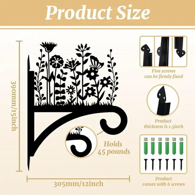 Peacoblue Iron Plant Hangers Hooks for Outdoor Indoor Hanging Plants Flower Fern Pot Lantern Bird Feeder Wind Chimes, 12"x15" Weather Resistant Metal Wall Holder for Porch Garden Farmhouse(Wildflower) by GreenHaven Gardens